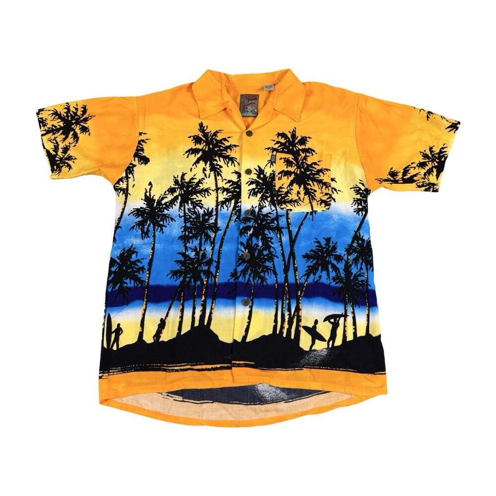 Pineapple Connection Hawaiian Beach Sunset Button Down Shirt Size M